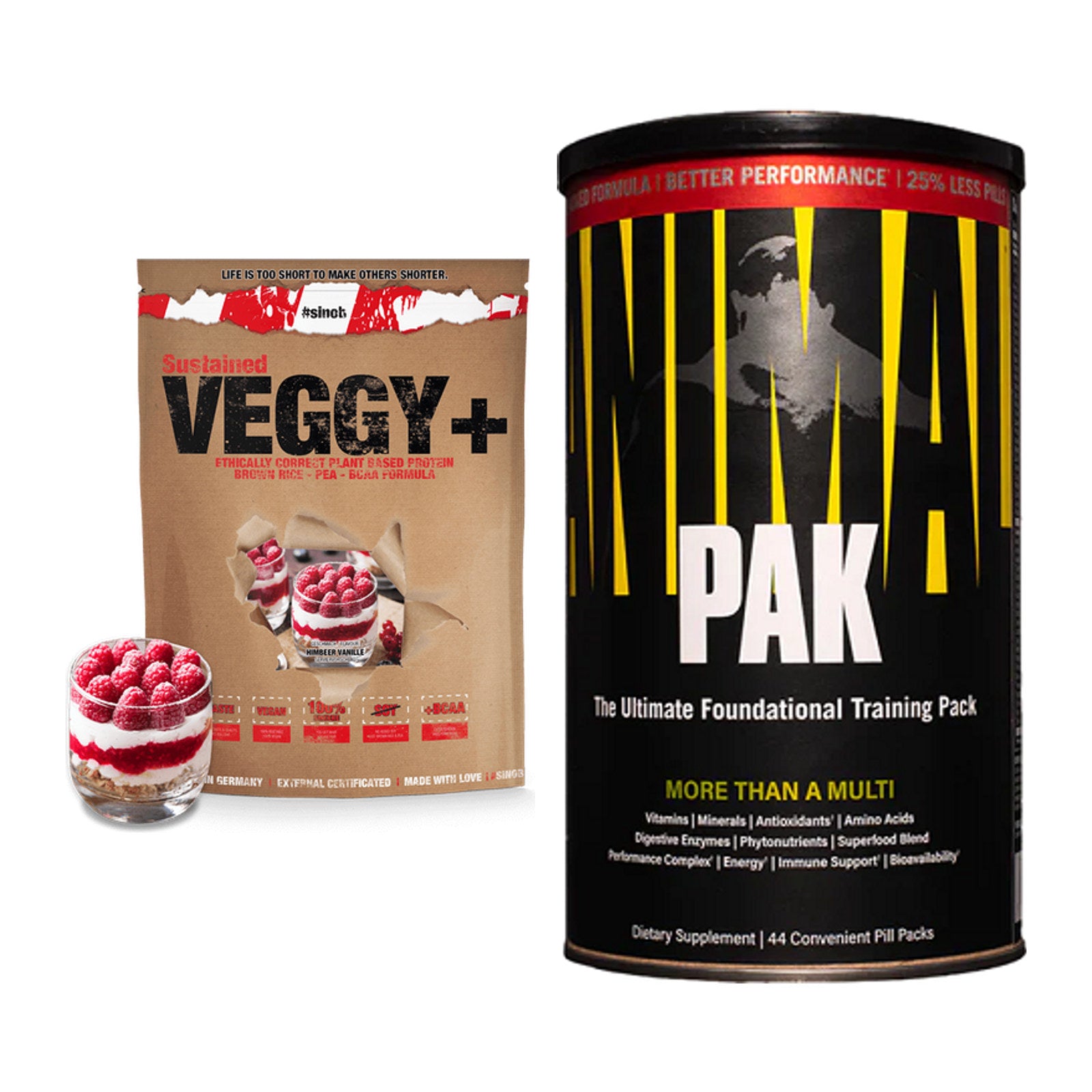 Basis-Set: Sinob VEGGY + VEGAN PROTEIN + Universal Animal Pak 44 Serv. – alle enthaltenen Artikel