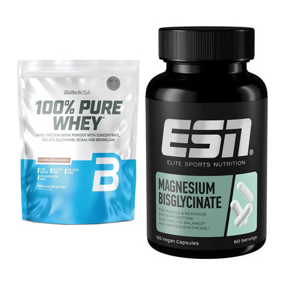 Basis-Set: BioTech 100% Pure Whey + ESN Magnesium Bisglycinat – alle enthaltenen Artikel