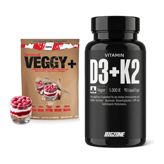 Basis-Set: Sinob VEGGY + VEGAN PROTEIN + Big Zone Vitamin D3 + K2 – alle enthaltenen Artikel