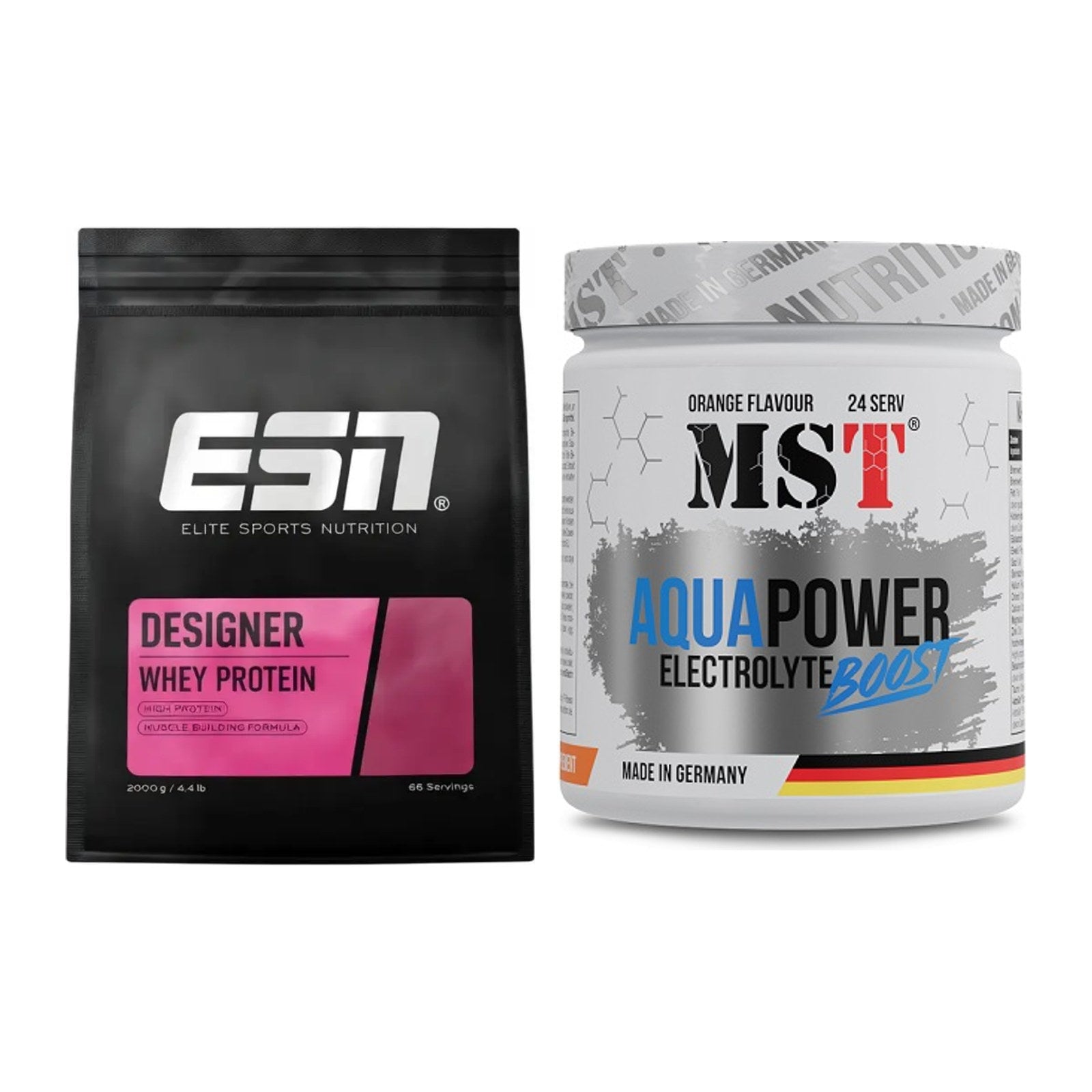 Basis-Set: ESN Designer Whey + MST Aqua Power Electrolyte Boost – alle enthaltenen Artikel