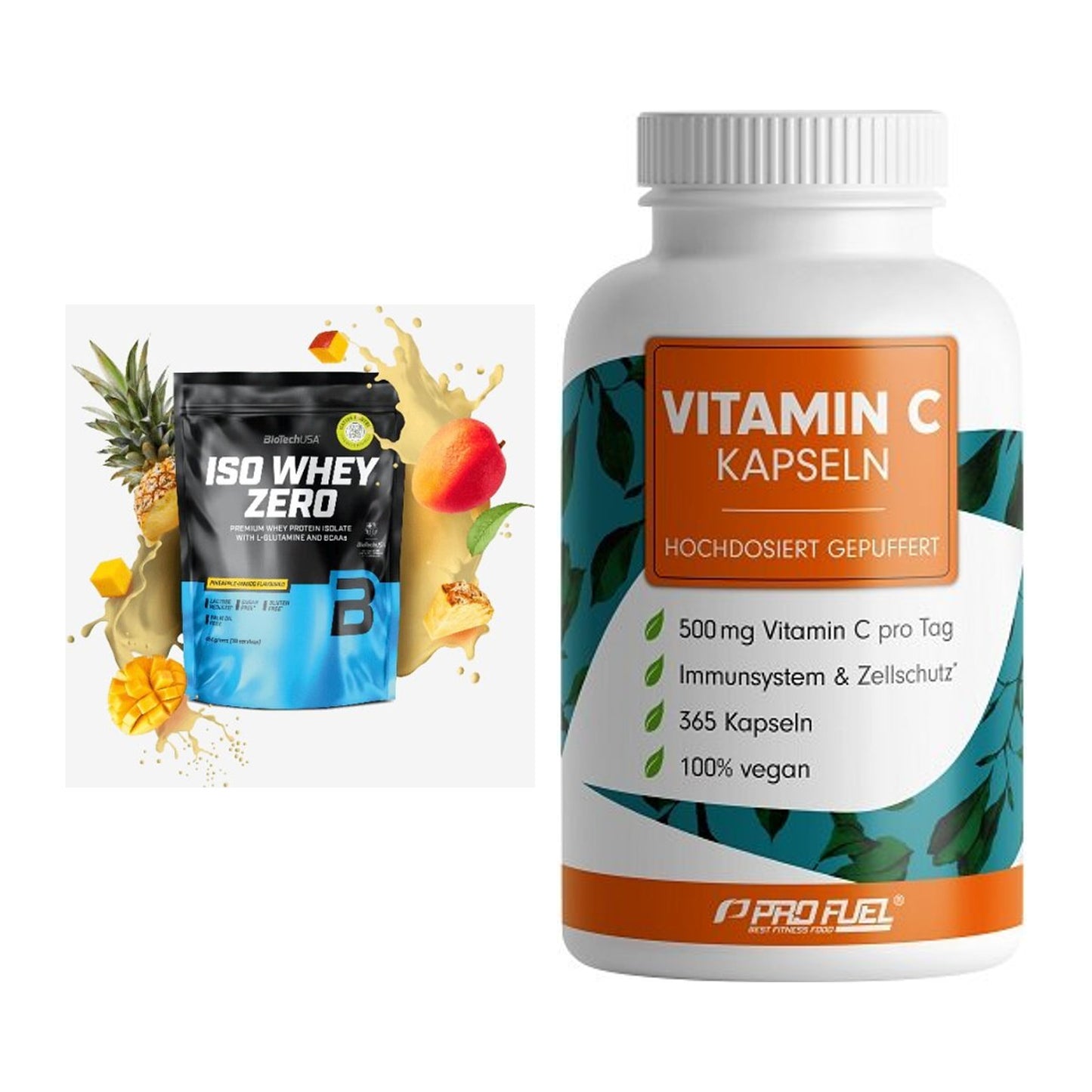 Basis-Set: BioTech Iso Whey Zero + ProFuel Vitamin C gepuffert – alle enthaltenen Artikel