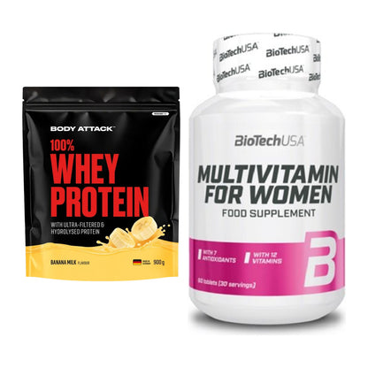 Basis-Set: Body Attack 100% Whey + BioTech Multivitamin – alle enthaltenen Artikel