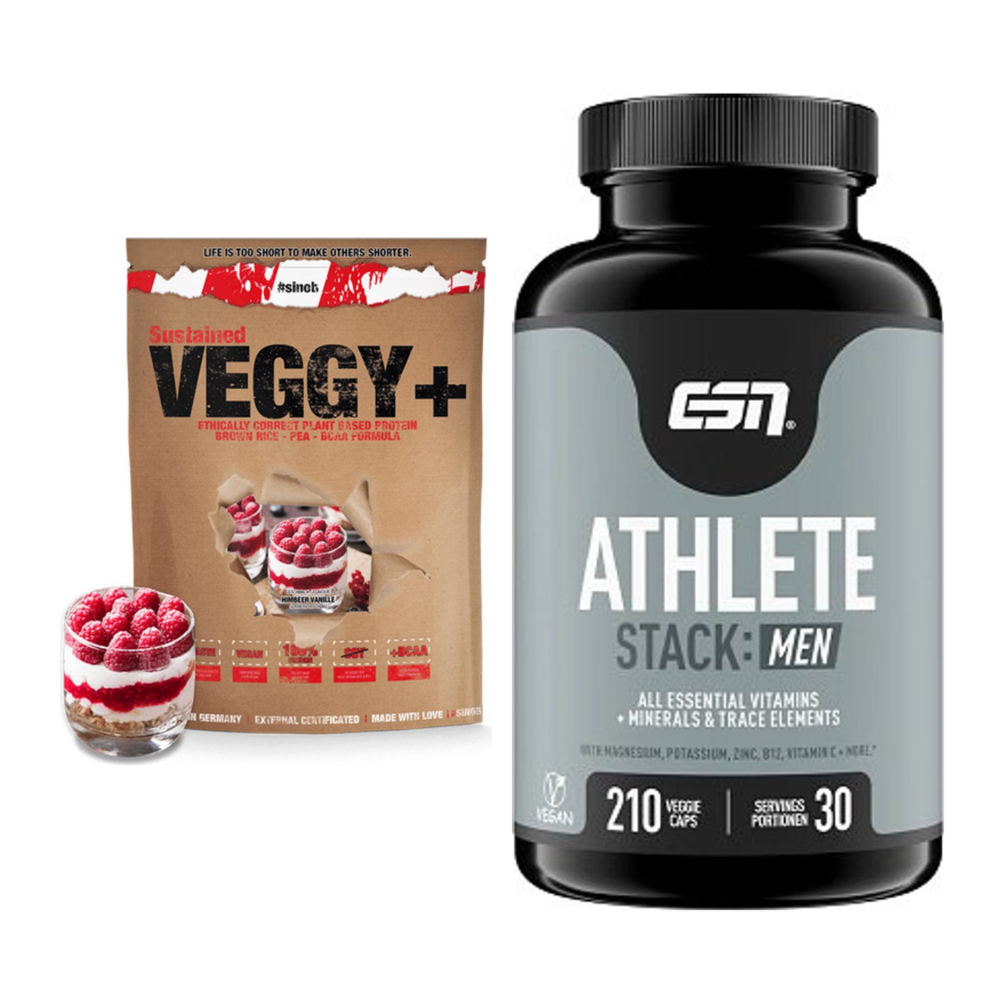 Basis-Set: Sinob VEGGY + VEGAN PROTEIN + ESN Athlete Stack:MEN – alle enthaltenen Artikel