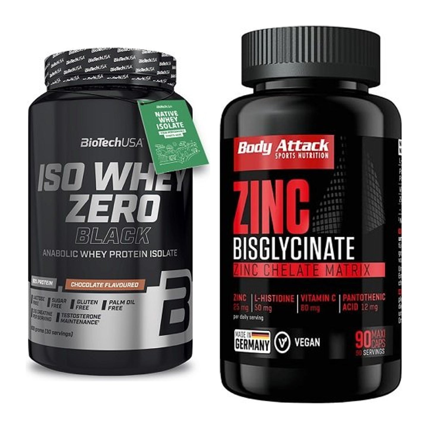 Basis-Set: BioTech Iso Whey Zero Black + Body Attack Zink Bisglycinate – alle enthaltenen Artikel