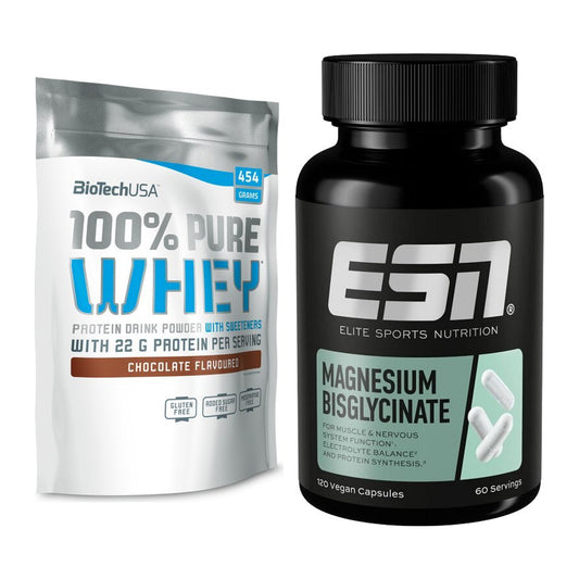 Basis-Set: BioTech 100% Pure Whey + ESN Magnesium Bisglycinat – alle enthaltenen Artikel