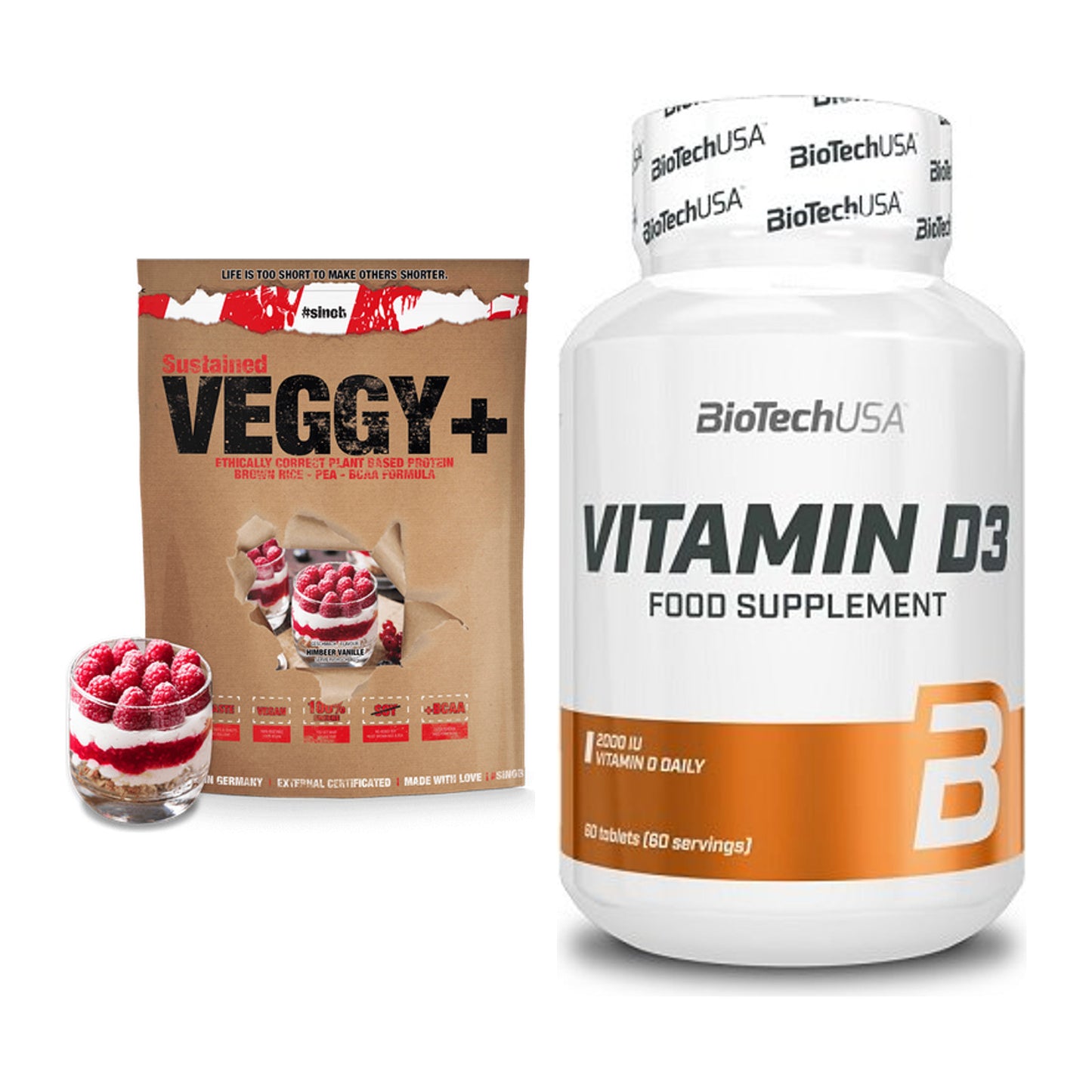 Basis-Set: Sinob VEGGY + VEGAN PROTEIN + BioTech Vitamin D3 – alle enthaltenen Artikel