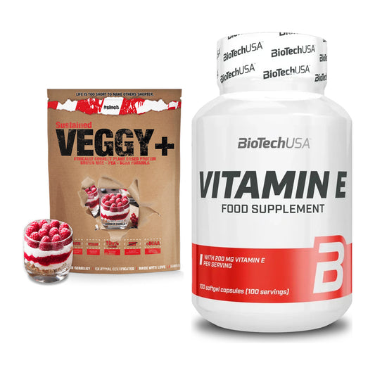 Basis-Set: Sinob VEGGY + VEGAN PROTEIN + BioTech Vitamin E 100 – alle enthaltenen Artikel