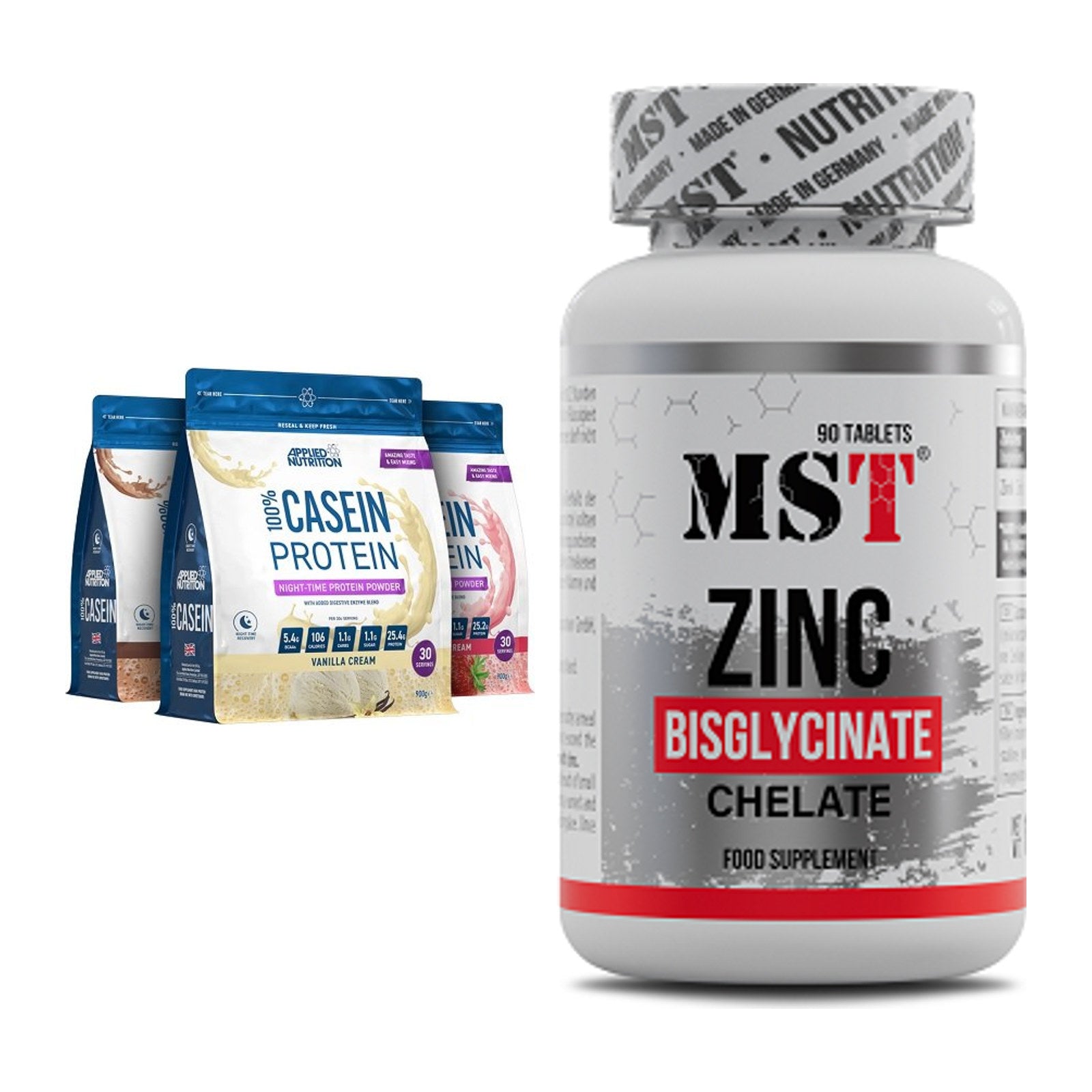 Basis-Set: Applied Nutrition 100% + MST Zinc Chelate – alle enthaltenen Artikel