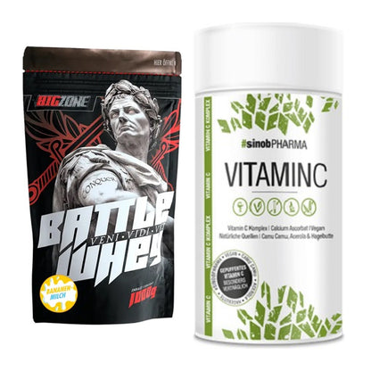 Basis-Set: Big Zone Battle Whey + Sinob Vitamin C – alle enthaltenen Artikel