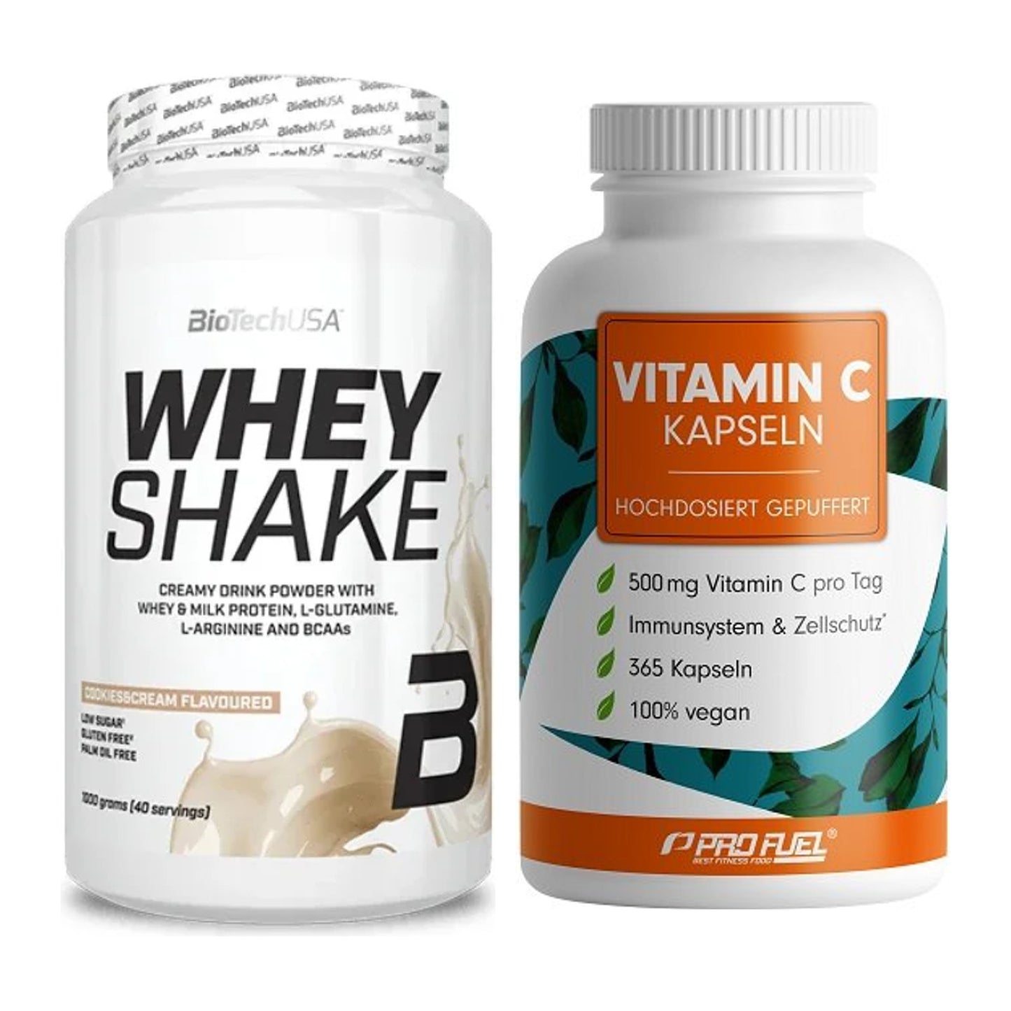 Basis-Set: BioTech Whey Shake + ProFuel Vitamin C gepuffert – alle enthaltenen Artikel