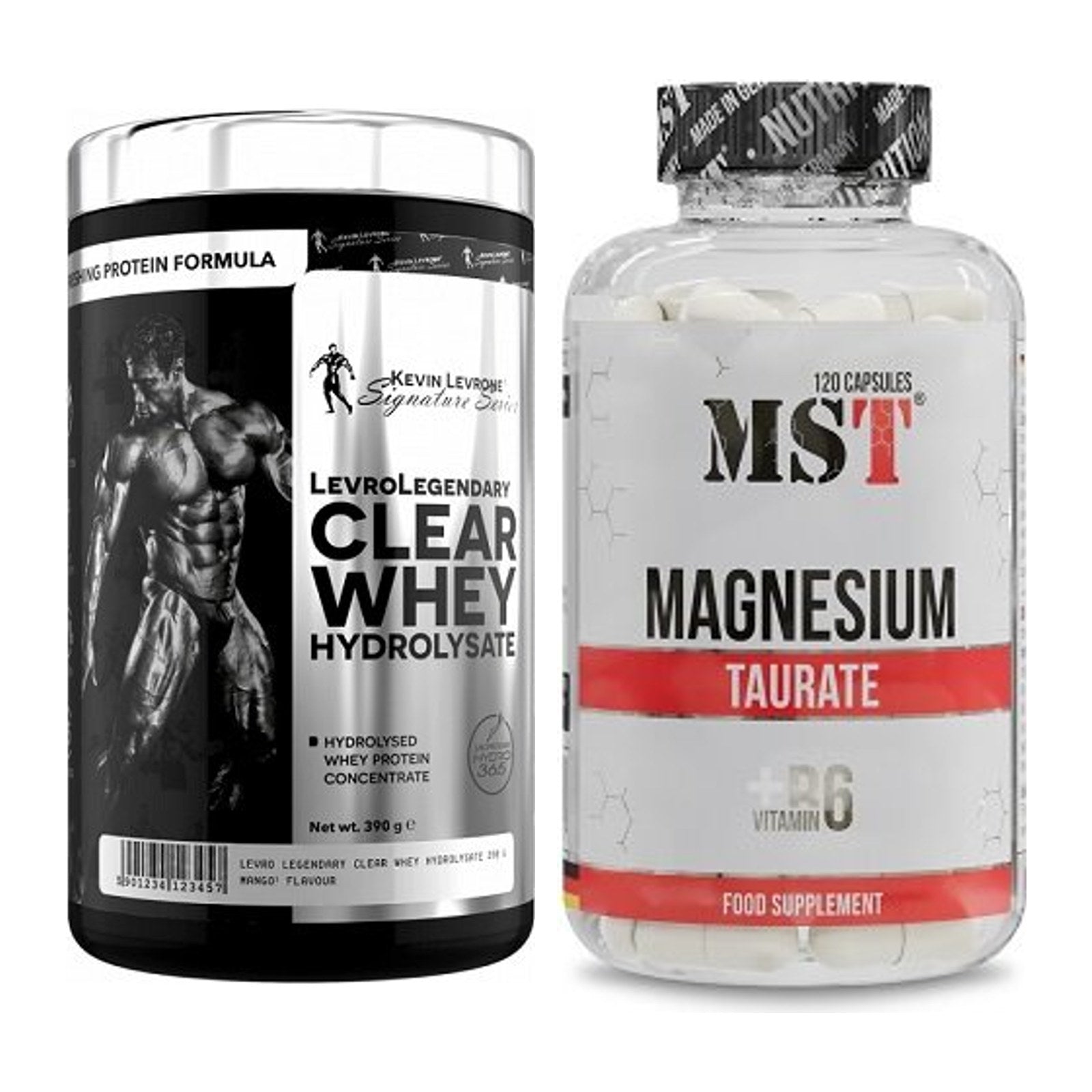 Basis-Set: Kevin Levrone Clear Whey + MST Magnesium Taurat – alle enthaltenen Artikel