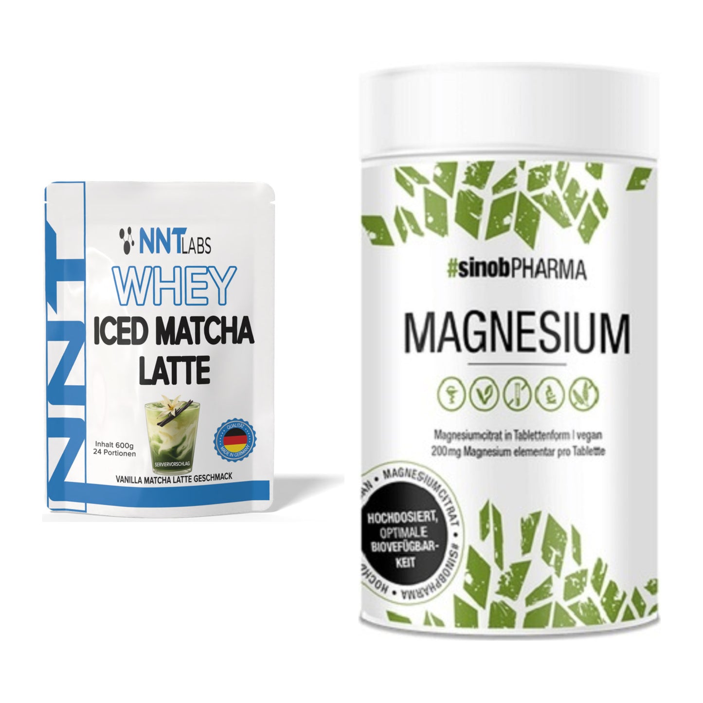 Basis-Set: NNT Whey ICED MATCHA LATTE + Sinob Magnesium Citrat – alle enthaltenen Artikel