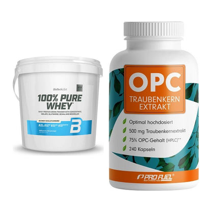 Basis-Set: BioTech 100% Pure Whey + ProFuel OPC Traubenkernextrakt – alle enthaltenen Artikel