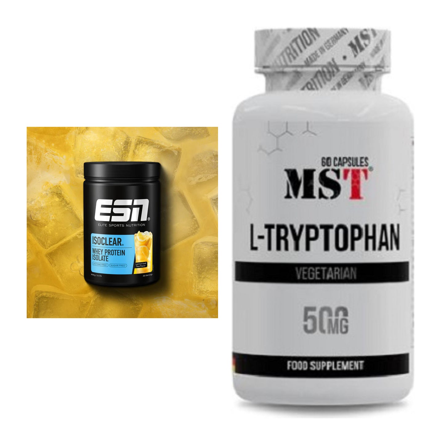 Basis-Set: ESN ISOCLEAR Whey Isolate + MST Tryptophan 500mg – alle enthaltenen Artikel