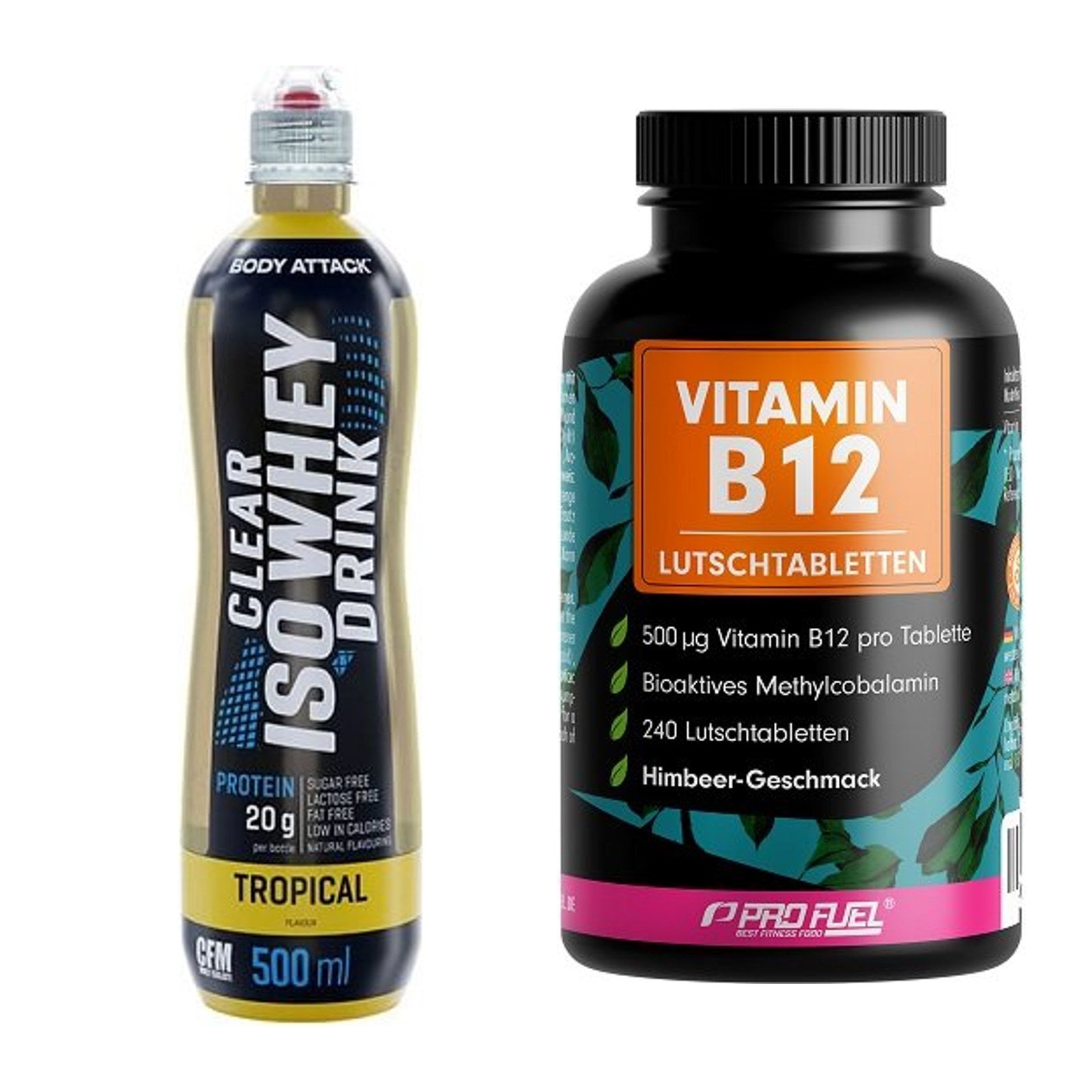 Basis-Set: Body Attack Clear Iso Whey Drink + ProFuel Vitamin B12 240 – alle enthaltenen Artikel