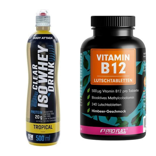 Basis-Set: Body Attack Clear Iso Whey Drink + ProFuel Vitamin B12 240 – alle enthaltenen Artikel