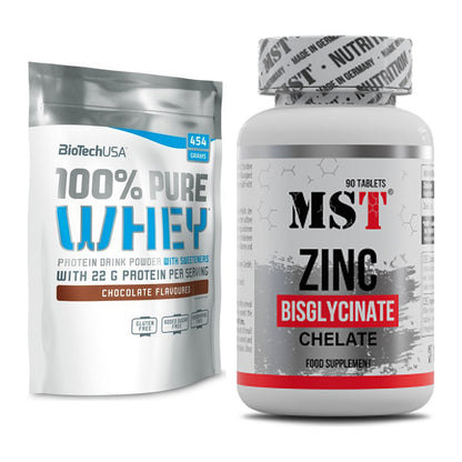 Basis-Set: BioTech 100% Pure Whey + MST Zinc Chelate Bisglycinate – alle enthaltenen Artikel