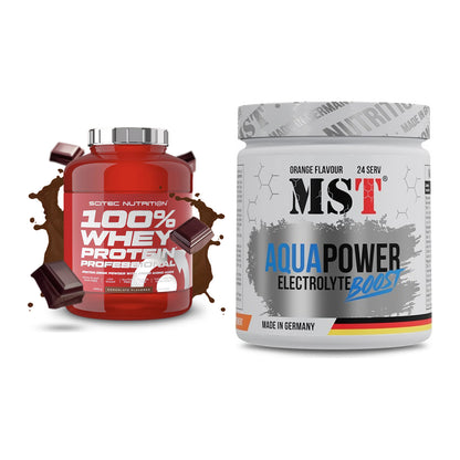 Basis-Set: Scitec 100% Whey + MST Aqua Power Electrolyte – alle enthaltenen Artikel