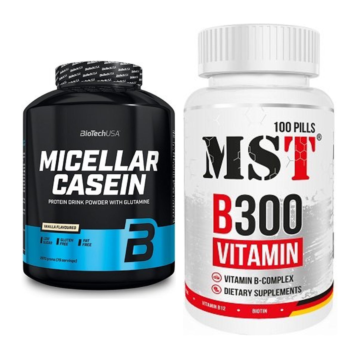 Basis-Set: BioTech Micellar Casein + MST B300 B-Complex 100 Pills – alle enthaltenen Artikel