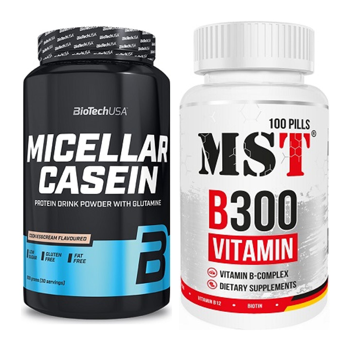 Basis-Set: BioTech Micellar Casein + MST B300 B-Complex 100 Pills – alle enthaltenen Artikel
