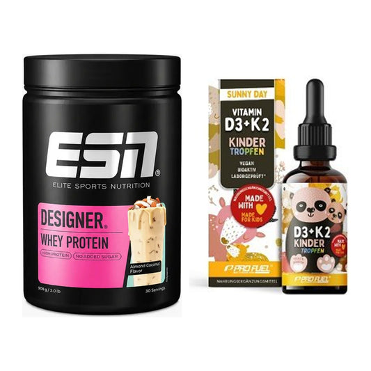 Basis-Set: ESN Designer Whey + ProFuel VITAMIN D3 + K2 Kinder – alle enthaltenen Artikel