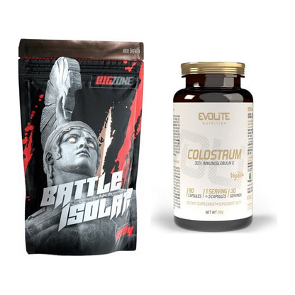 Basis-Set: Big Zone Battle Isolate + Evolite Nutrition Colostrum 30% – alle enthaltenen Artikel
