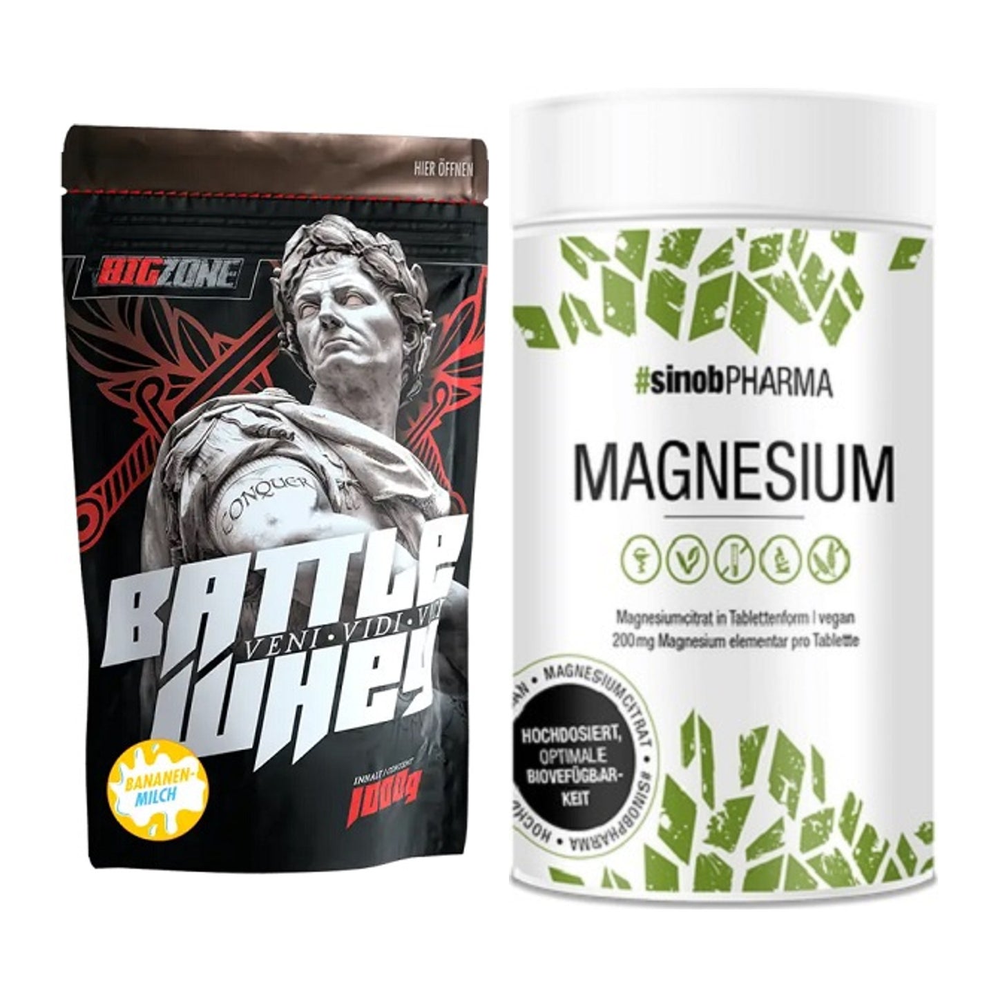 Basis-Set: Big Zone Battle Whey + Sinob Magnesium Citrat – alle enthaltenen Artikel