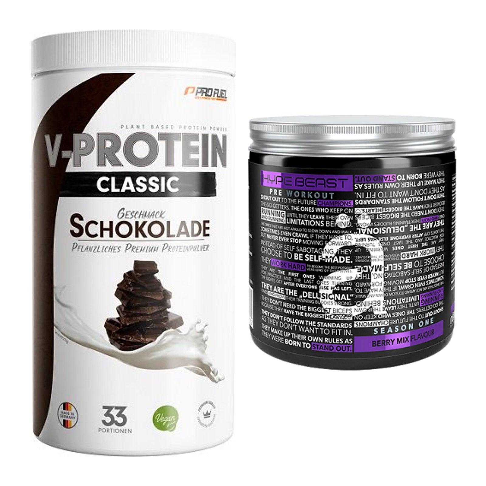Basis-Set: ProFuel VEGAN PROTEIN + Nanosupps Hype Beast – alle enthaltenen Artikel
