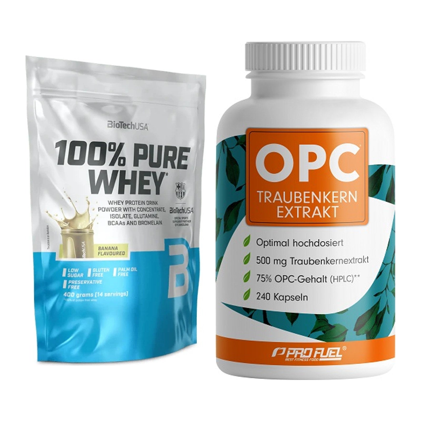 Basis-Set: BioTech 100% Pure Whey + ProFuel OPC Traubenkernextrakt – alle enthaltenen Artikel