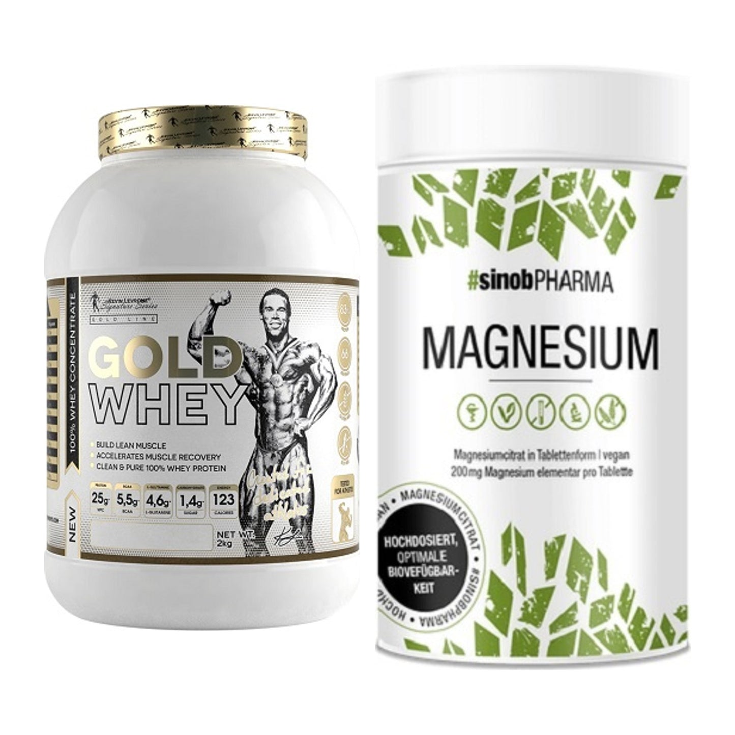 Basis-Set: Kevin Levrone Gold Whey + Sinob Magnesium Citrat – alle enthaltenen Artikel