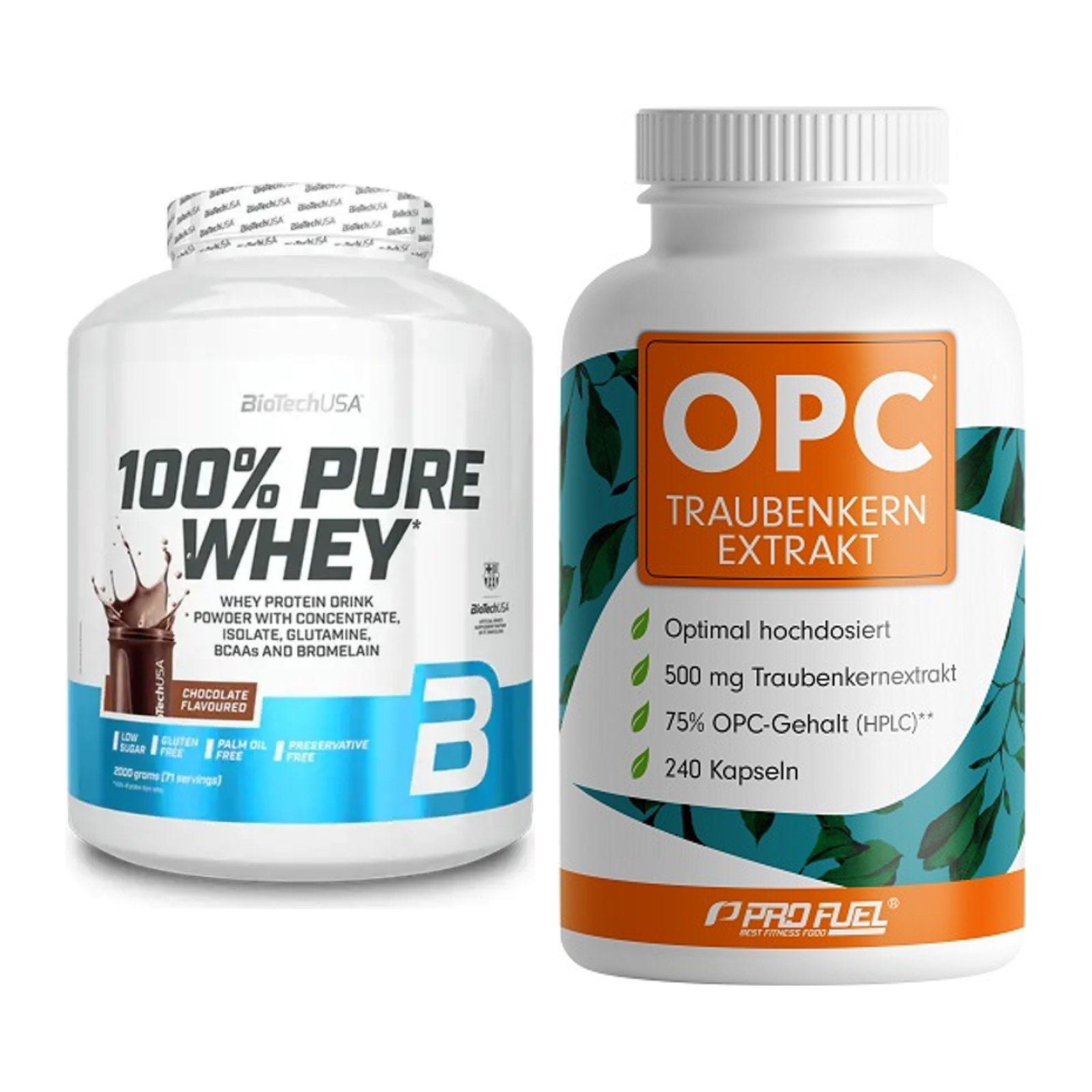 Basis-Set: BioTech 100% Pure Whey + ProFuel OPC Traubenkernextrakt – alle enthaltenen Artikel