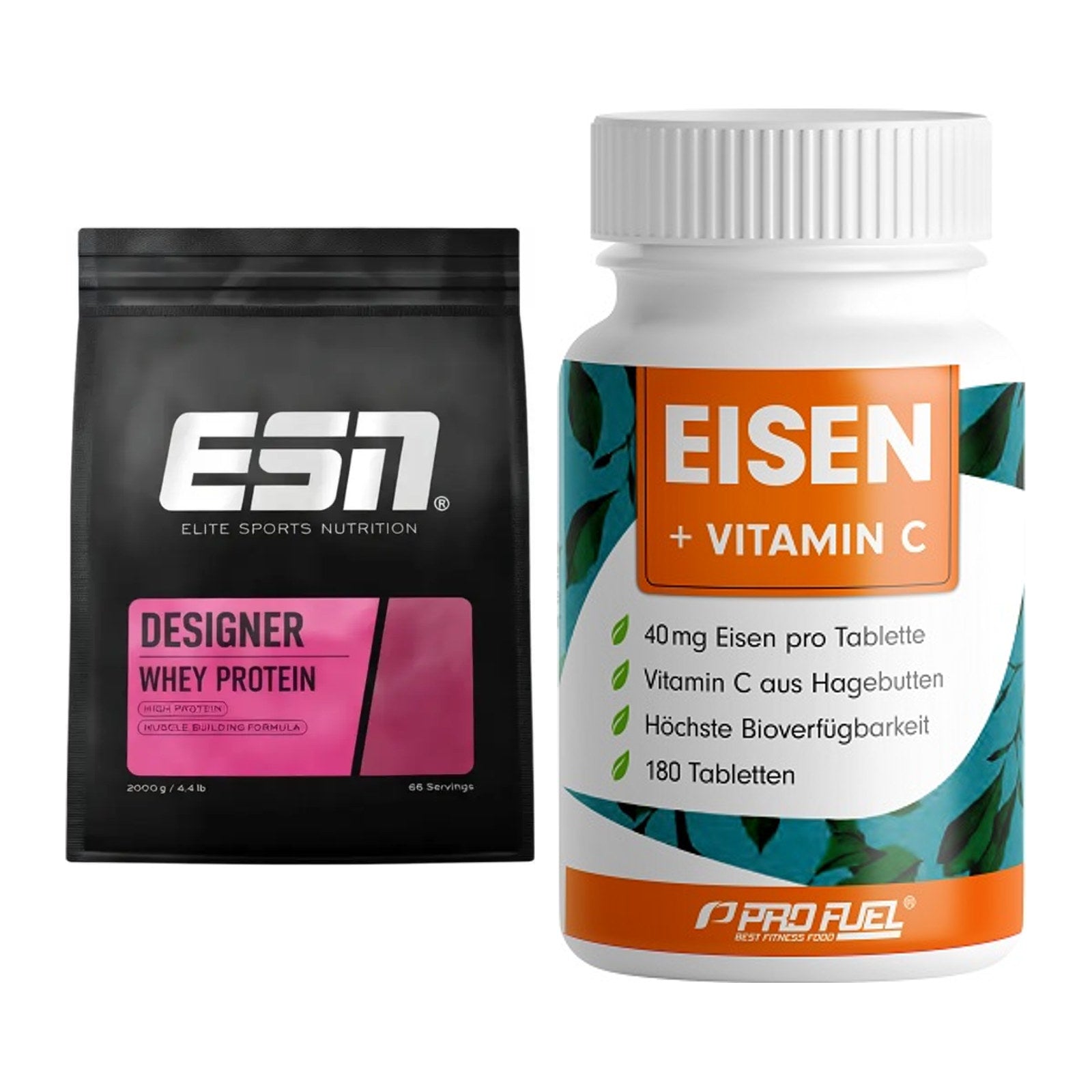 Basis-Set: ESN Designer Whey + ProFuel EISEN + nat. Vitamin C – alle enthaltenen Artikel