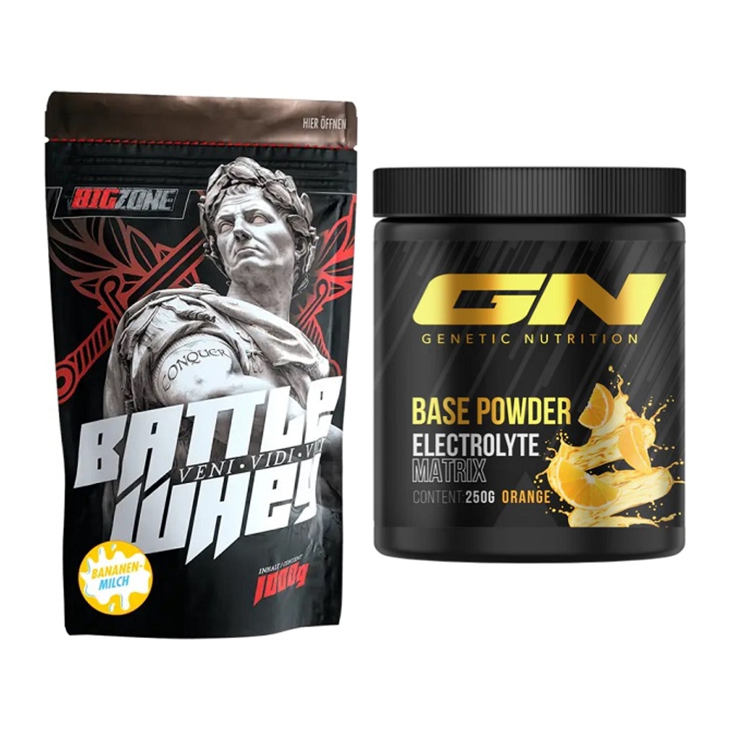 Basis-Set: Big Zone Battle Whey + GN Base Powder – alle enthaltenen Artikel