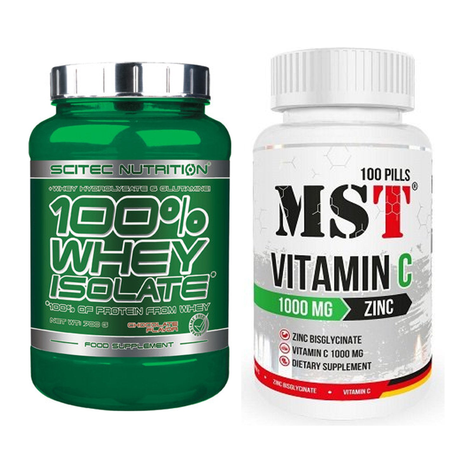 Basis-Set: Scitec Whey Isolate + MST Vitamin C 1000 + Zinc 100 – alle enthaltenen Artikel