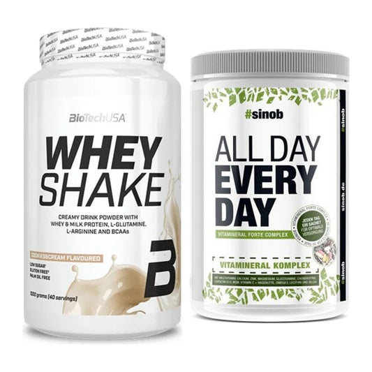Basis-Set: BioTech Whey Shake + Sinob All Day Every Day 30 Serv. – alle enthaltenen Artikel