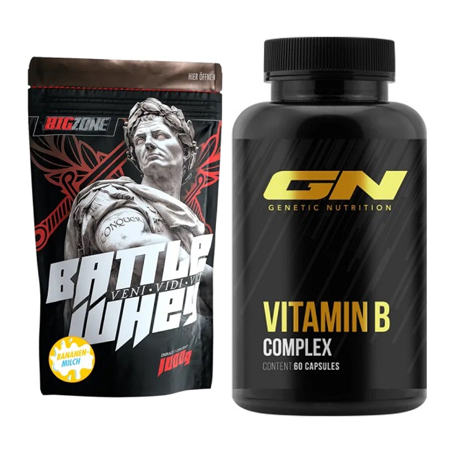 Basis-Set: Big Zone Battle Whey + GN Vitamin B-Complex – alle enthaltenen Artikel