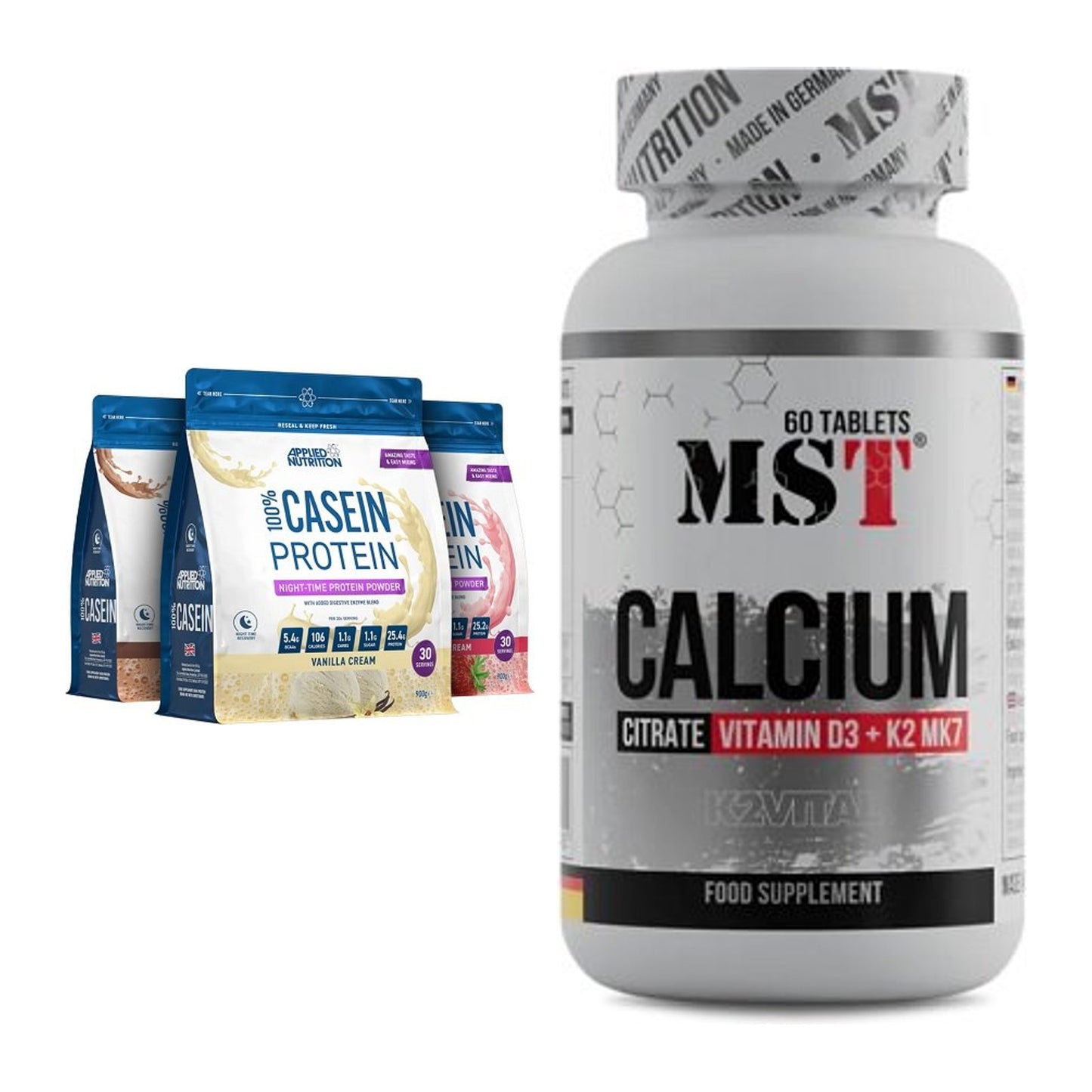 Basis-Set: Applied Nutrition 100% + MST Calcium Citrate D3 – alle enthaltenen Artikel