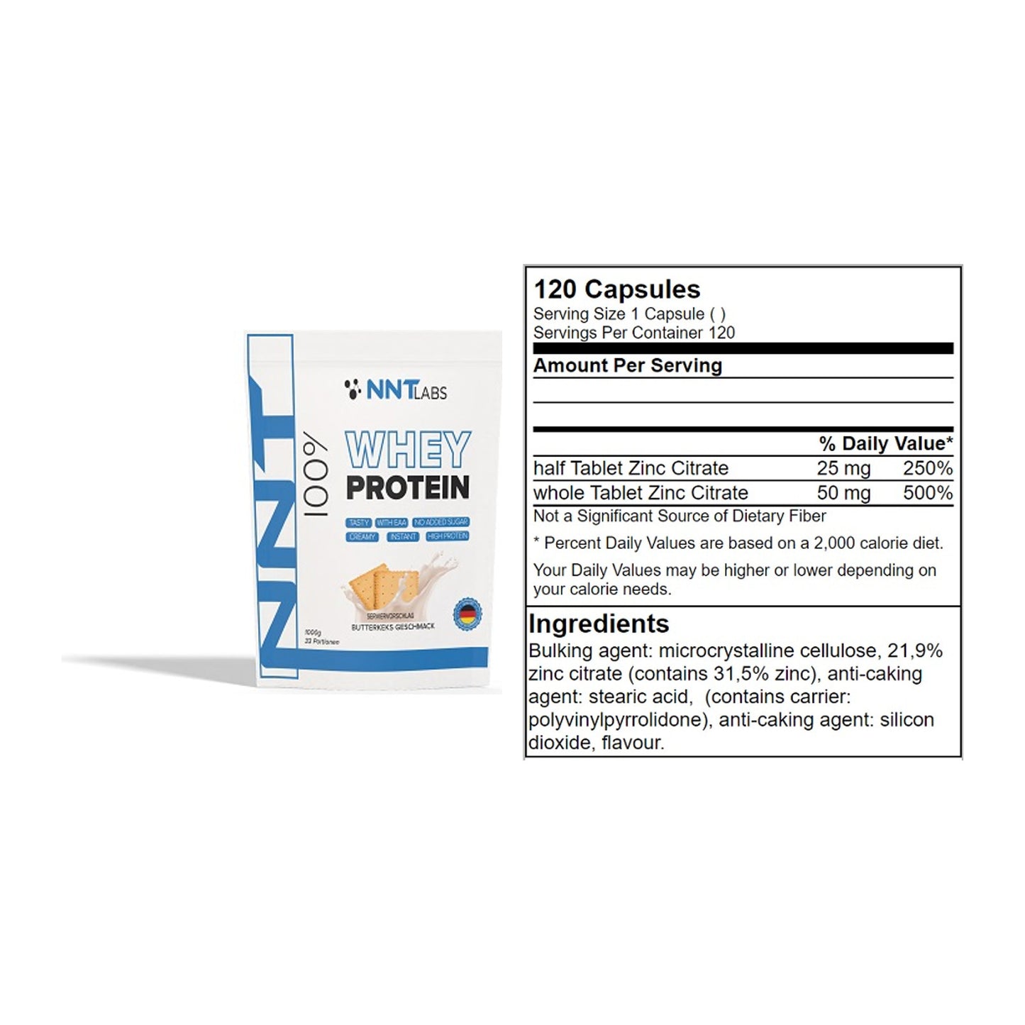 Basis-Set: NNT Whey + GN Zinc Citrate 120 Tabl. – alle enthaltenen Artikel