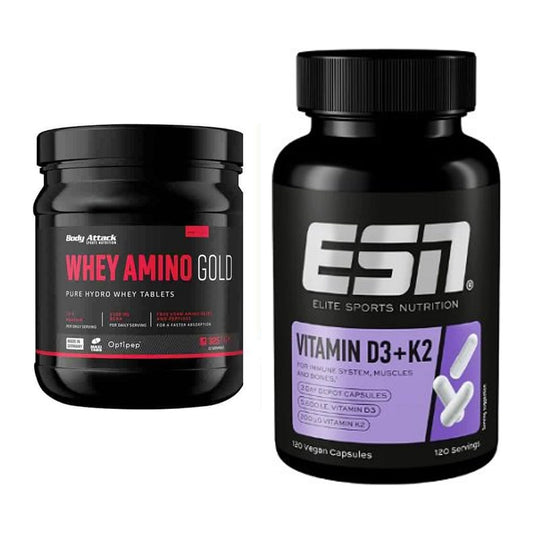 Basis-Set: Body Attack Whey Amino Gold + ESN Vitamin D3 + K2 – alle enthaltenen Artikel