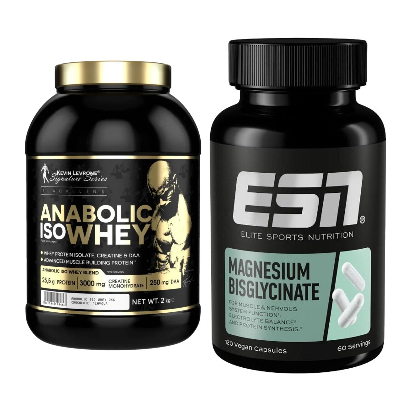 Basis-Set: Kevin Levrone Anabolic Iso Whey + ESN Magnesium Bisglycinat – alle enthaltenen Artikel