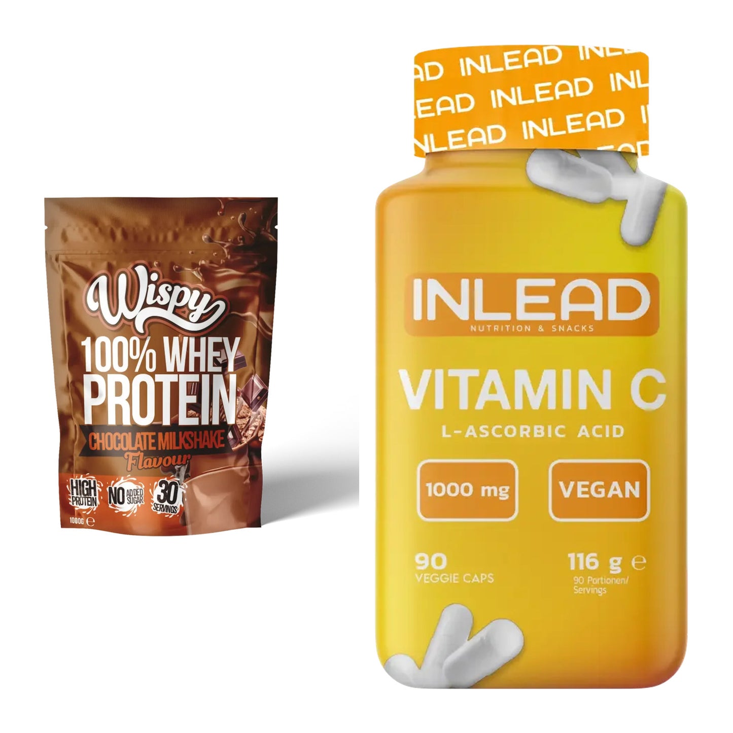 Basis-Set: Wispy Whey 100% + INLEAD Vitamin C – alle enthaltenen Artikel