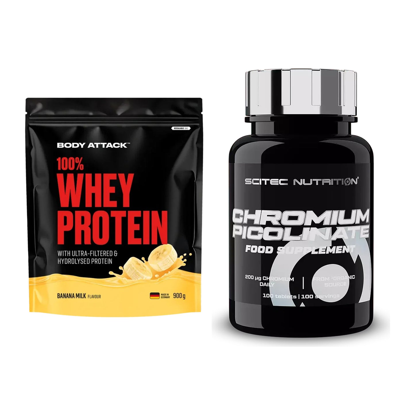 Basis-Set: Body Attack 100% Whey Protein + Scitec Chromium Picolinate – alle enthaltenen Artikel