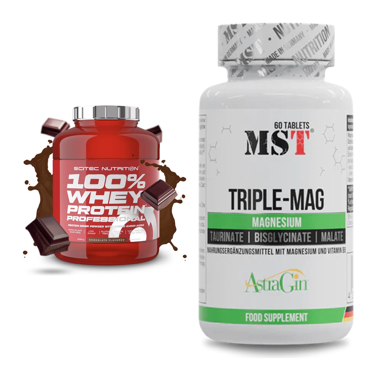 Basis-Set: Scitec 100% Whey Professional + MST Tripple Mag – alle enthaltenen Artikel
