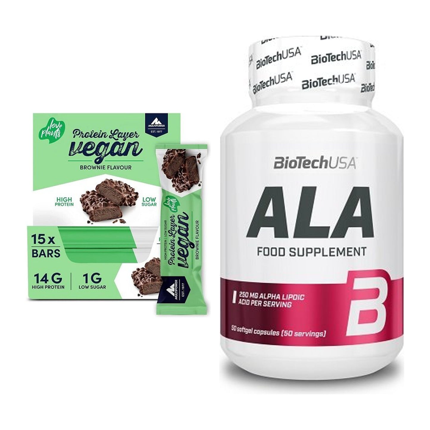 Basis-Set: Multipower Vegan Protein + BioTech ALA alpha lipoic – alle enthaltenen Artikel