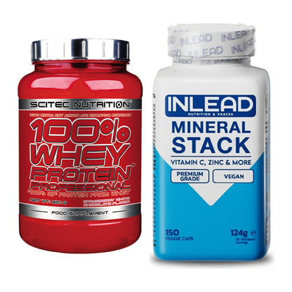 Basis-Set: Scitec 100% Whey Professional + INLEAD Mineral Stack – alle enthaltenen Artikel