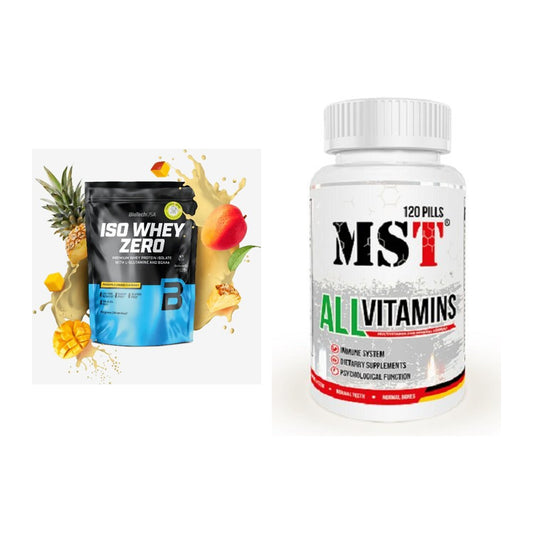 Põhikomplekt: BioTech Iso Whey Zero + MST All Vitamins 120 tabletti – kõik esemed kaasas
