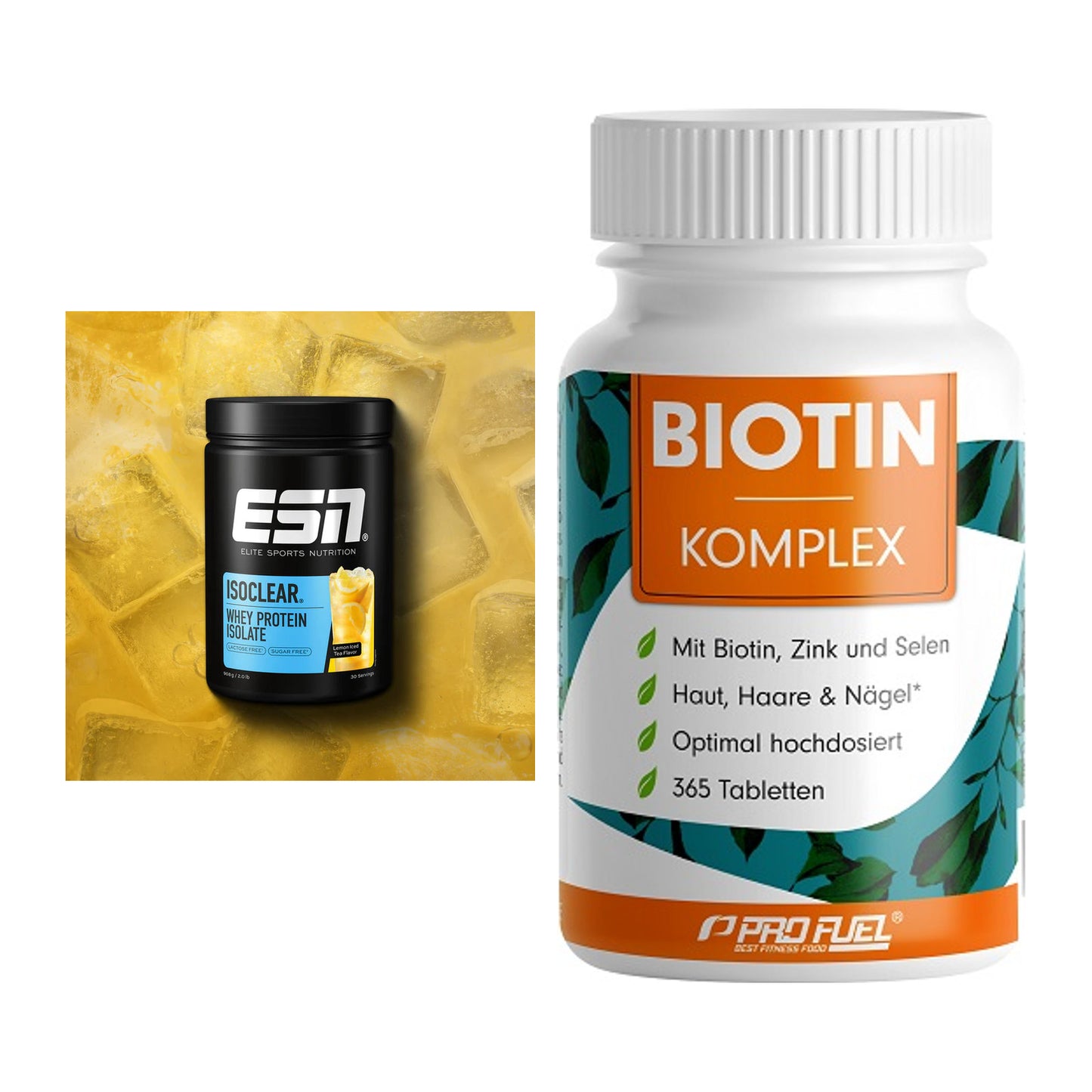 Basis-Set: ESN ISOCLEAR Whey Isolate + ProFuel BIOTIN Komplex – alle enthaltenen Artikel