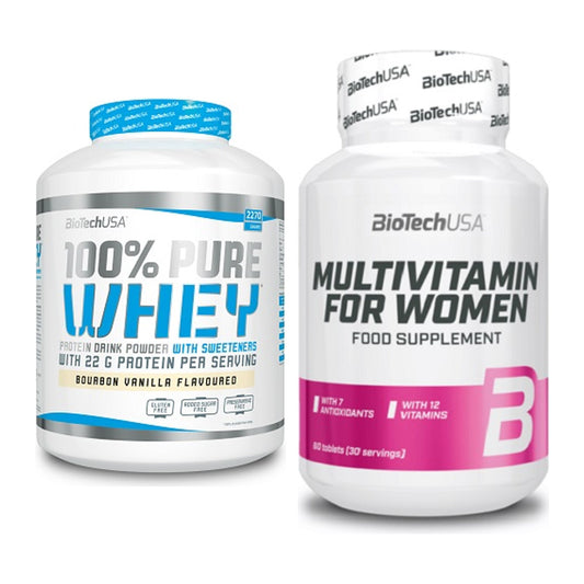 Basis-Set: BioTech 100% Pure Whey + BioTech Multivitamin für Frau 60 – alle enthaltenen Artikel