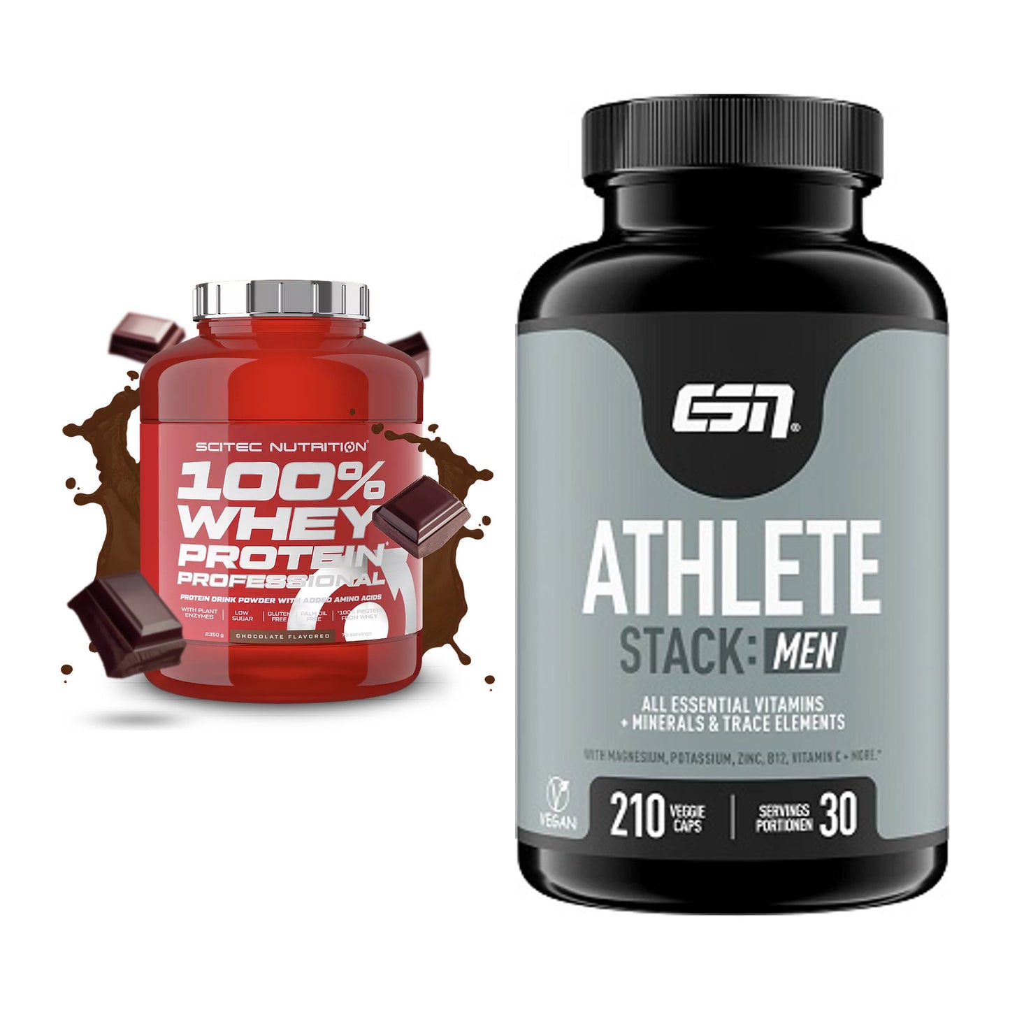 Basis-Set: Scitec 100% Whey Professional + ESN Athlete Stack:MEN – alle enthaltenen Artikel