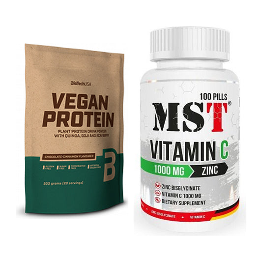 Basis-Set: BioTech Vegan Protein + MST Vitamin C 1000 + Zinc 100 – alle enthaltenen Artikel